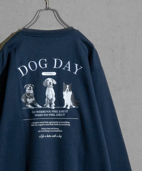 Naive magic（ナイーブマジック）の「【a】バックプリント＆刺繍 ルーズサイズ クルーネックスウェット 犬/猫（パーカー・メンズ・ネイビー/ダークグリーン系2/ダークグリーン系1/オートミール/ブラック/アッシュグレー・LARGE/MEDIUM）」の17枚目の写真