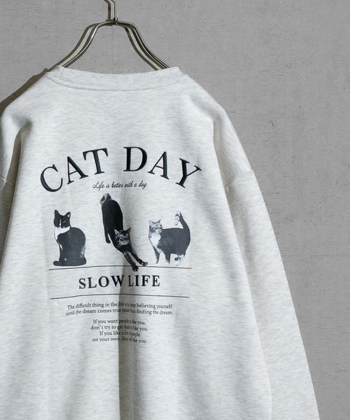 Naive magic（ナイーブマジック）の「【a】バックプリント＆刺繍 ルーズサイズ クルーネックスウェット 犬/猫（パーカー・メンズ・ネイビー/ダークグリーン系2/ダークグリーン系1/オートミール/ブラック/アッシュグレー・LARGE/MEDIUM）」の20枚目の写真