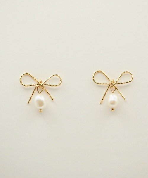 ciite' surgical stainless(シーテサージカルステンレス)の「【 金属アレルギー対応 】 リボンパールピアス サージカルステンレス (両耳用)(ピアス(両耳用)・レディース・シルバー/ゴールド・FREE)」の9枚目の写真