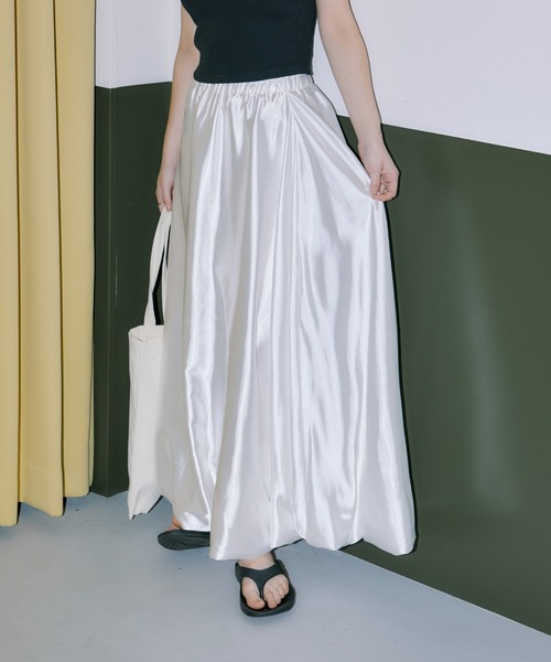 LIENCOEUR（リアンクール）の「サテンバルーンロングスカート（スカート・レディース・ホワイト/ブラック・FREE）」の9枚目の写真