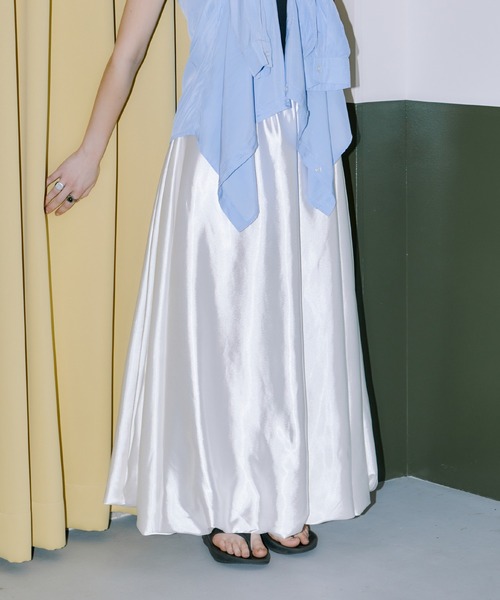 LIENCOEUR（リアンクール）の「サテンバルーンロングスカート（スカート・レディース・ホワイト/ブラック・FREE）」の10枚目の写真