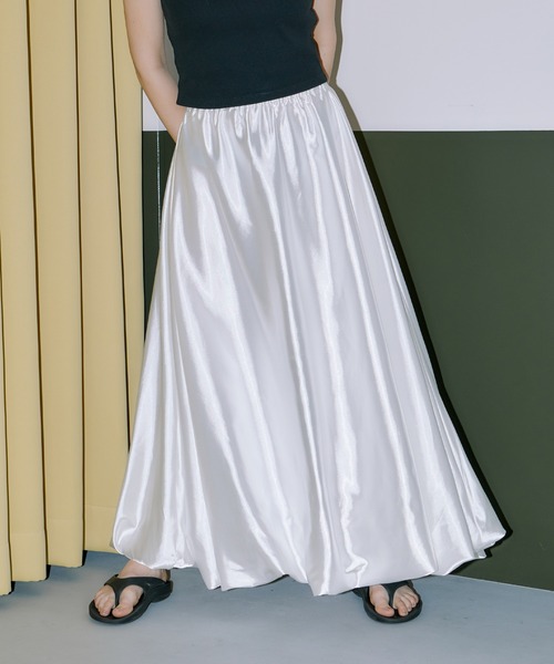 LIENCOEUR（リアンクール）の「サテンバルーンロングスカート（スカート・レディース・ホワイト/ブラック・FREE）」の6枚目の写真