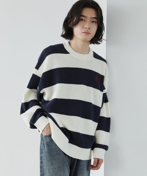 U.S. POLO ASSN.(ユーエスポロアッスン)の「U.S.POLO ASSN.別注 畦編み太ボーダーニット(ニット/セーター・メンズ・ブラック系/ホワイト系/グレー系・S/M/L/XL)」の5枚目の写真