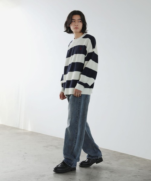 U.S. POLO ASSN.(ユーエスポロアッスン)の「U.S.POLO ASSN.別注 畦編み太ボーダーニット(ニット/セーター・メンズ・ブラック系/ホワイト系/グレー系・S/M/L/XL)」の8枚目の写真