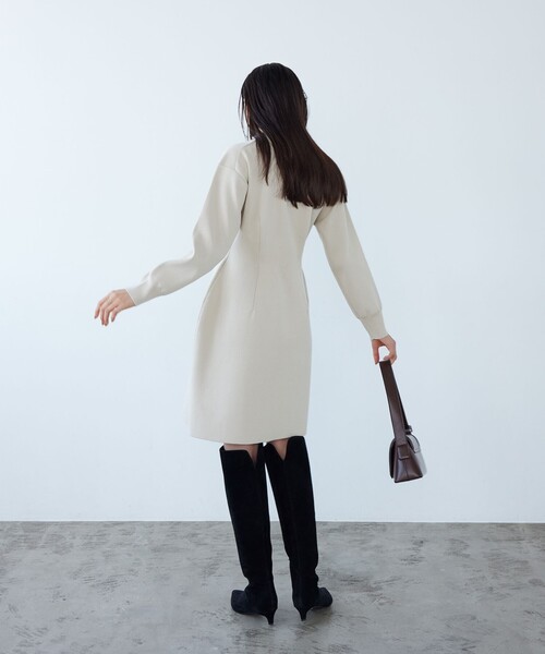 EMMEL REFINES(エメルリファインズ)の「<EMMEL REFINES>EM HW フィット&コクーン ミニ ワンピース(ワンピース・レディース・ブラック/ナチュラル・FREE)」の9枚目の写真