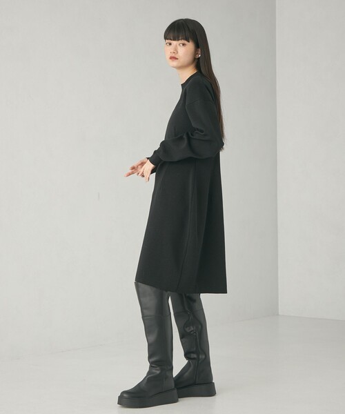 EMMEL REFINES(エメルリファインズ)の「<EMMEL REFINES>EM HW フィット&コクーン ミニ ワンピース(ワンピース・レディース・ブラック/ナチュラル・FREE)」の17枚目の写真