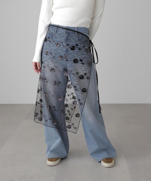 FREE'S MART（フリーズマート）の「チュールオーバーラップ（スカート・レディース・ホワイト/ブラック・ﾌﾘ-）」の2枚目の写真