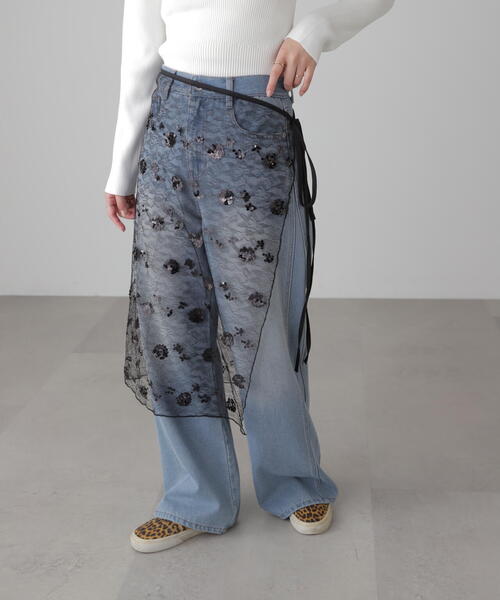 FREE'S MART（フリーズマート）の「チュールオーバーラップ（スカート・レディース・ホワイト/ブラック・ﾌﾘ-）」の11枚目の写真