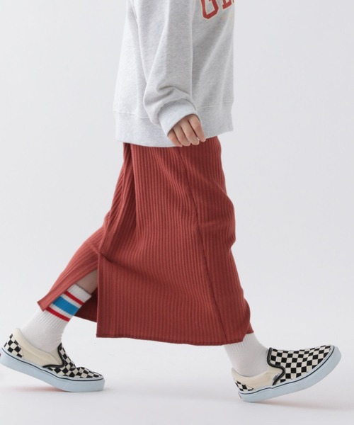 BAYFLOW（ベイフロー）の「[ストレッチ素材] ワイドリブスカート(KIDS)（スカート・キッズ・アイボリー/ブラック/レッド・110cm/120cm/140cm/130cm/150cm）」の17枚目の写真