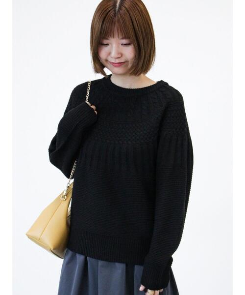 Lugnoncure（ルノンキュール）の「求心柄編みニット（ニット/セーター・レディース・ブルー/オフホワイト/ブラック/イエロー・F）」の21枚目の写真