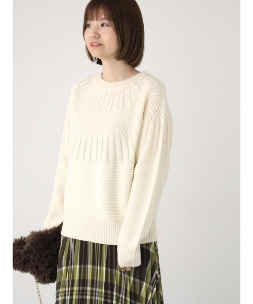 Lugnoncure（ルノンキュール）の「求心柄編みニット（ニット/セーター・レディース・ブルー/オフホワイト/ブラック/イエロー・F）」の6枚目の写真