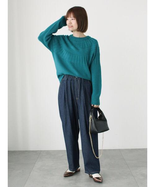 Lugnoncure（ルノンキュール）の「求心柄編みニット（ニット/セーター・レディース・ブルー/オフホワイト/ブラック/イエロー・F）」の7枚目の写真