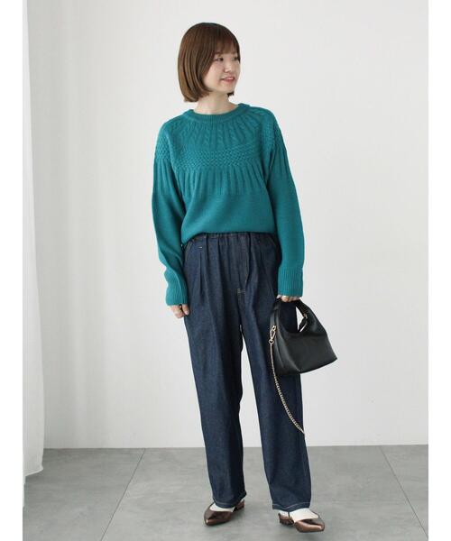 Lugnoncure（ルノンキュール）の「求心柄編みニット（ニット/セーター・レディース・ブルー/オフホワイト/ブラック/イエロー・F）」の8枚目の写真