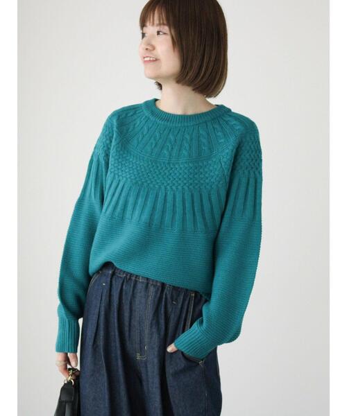 Lugnoncure（ルノンキュール）の「求心柄編みニット（ニット/セーター・レディース・ブルー/オフホワイト/ブラック/イエロー・F）」の9枚目の写真