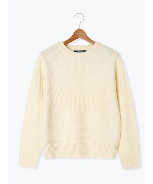 Lugnoncure（ルノンキュール）の「求心柄編みニット（ニット/セーター・レディース・ブルー/オフホワイト/ブラック/イエロー・F）」の12枚目の写真