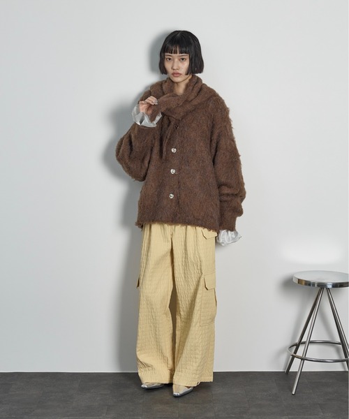 yonfa シャギーガーディガン　ブラウン THE YOn（ザヨン）の「ストールセットシャギーニット