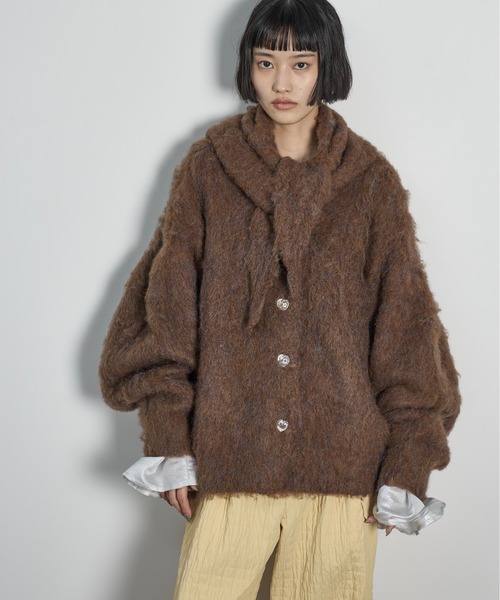 yonfa シャギーガーディガン　ブラウン THE YOn（ザヨン）の「ストールセットシャギーニット