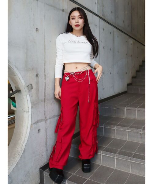 EVRIS(エヴリス)の「2WAYポケットルーズカーゴパンツ(カーゴパンツ・レディース・ブラック/レッド/その他1・SMALL/MEDIUM)」の9枚目の写真