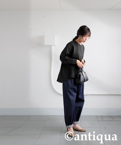 antiqua(アンティカ)の「裏毛レイヤードトップス(その他トップス・レディース・杢グレー/ブラック・P/R)」の3枚目の写真