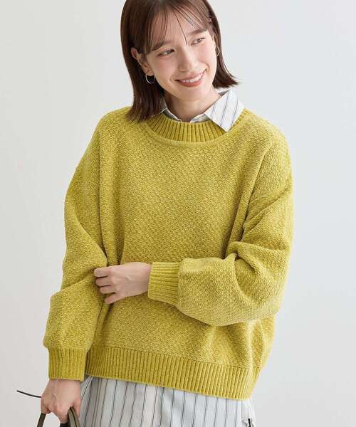 Green　Parks（グリーンパークス）の「ベロアモールモックネックニットプルオーバー（ニット/セーター・レディース・ピンク/イエロー/ベージュ/グレー/ブルー/ブラック・FREE）」の7枚目の写真