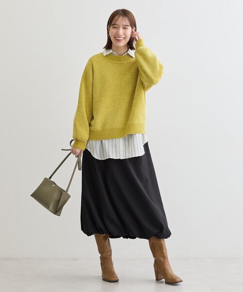 Green　Parks（グリーンパークス）の「ベロアモールモックネックニットプルオーバー（ニット/セーター・レディース・ピンク/イエロー/ベージュ/グレー/ブルー/ブラック・FREE）」の8枚目の写真