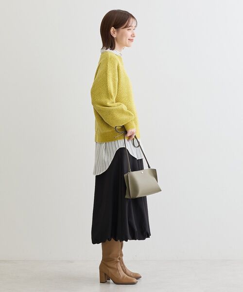 Green　Parks（グリーンパークス）の「ベロアモールモックネックニットプルオーバー（ニット/セーター・レディース・ピンク/イエロー/ベージュ/グレー/ブルー/ブラック・FREE）」の9枚目の写真