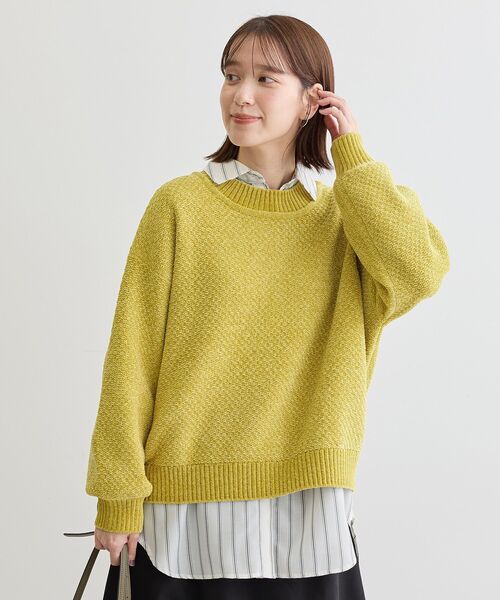 Green　Parks（グリーンパークス）の「ベロアモールモックネックニットプルオーバー（ニット/セーター・レディース・ピンク/イエロー/ベージュ/グレー/ブルー/ブラック・FREE）」の11枚目の写真