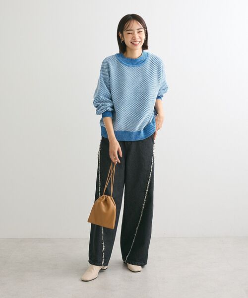 Green　Parks（グリーンパークス）の「ベロアモールモックネックニットプルオーバー（ニット/セーター・レディース・ピンク/イエロー/ベージュ/グレー/ブルー/ブラック・FREE）」の15枚目の写真