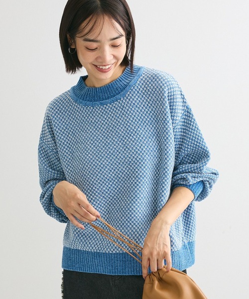 Green　Parks（グリーンパークス）の「ベロアモールモックネックニットプルオーバー（ニット/セーター・レディース・ピンク/イエロー/ベージュ/グレー/ブルー/ブラック・FREE）」の4枚目の写真