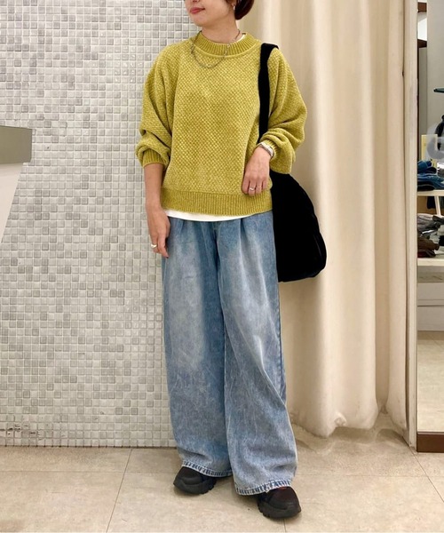 セール】ベロアモールモックネックニットプルオーバー（ニット