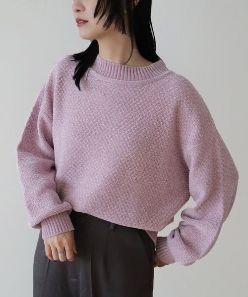 セール】ベロアモールモックネックニットプルオーバー（ニット