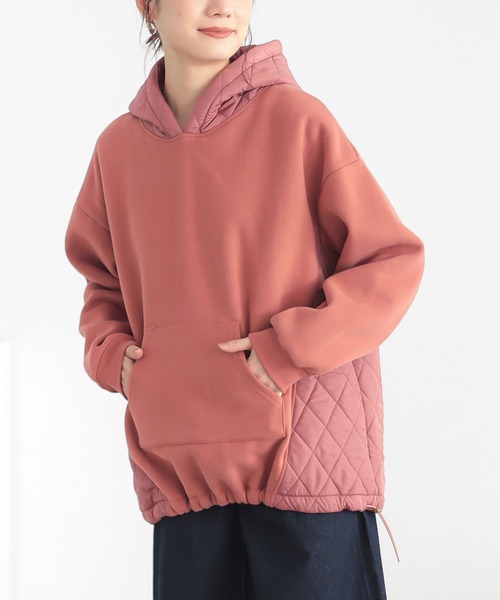 n'OrLABEL（ノアールレーベル）の「『裏起毛キルティング切り替えパーカー』（パーカー・レディース・テラコッタ/ブラック/ブルー/杢グレー・FREE）」の4枚目の写真