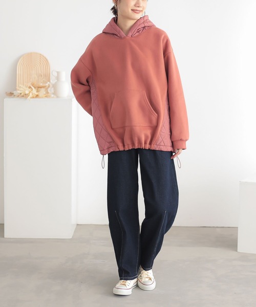 n'OrLABEL（ノアールレーベル）の「『裏起毛キルティング切り替えパーカー』（パーカー・レディース・テラコッタ/ブラック/ブルー/杢グレー・FREE）」の15枚目の写真