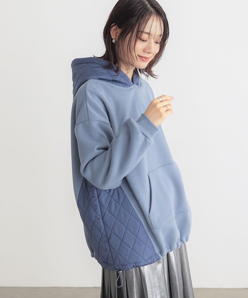 n'OrLABEL（ノアールレーベル）の「『裏起毛キルティング切り替えパーカー』（パーカー・レディース・テラコッタ/ブラック/ブルー/杢グレー・FREE）」の6枚目の写真