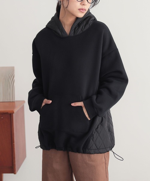 n'OrLABEL（ノアールレーベル）の「『裏起毛キルティング切り替えパーカー』（パーカー・レディース・テラコッタ/ブラック/ブルー/杢グレー・FREE）」の16枚目の写真