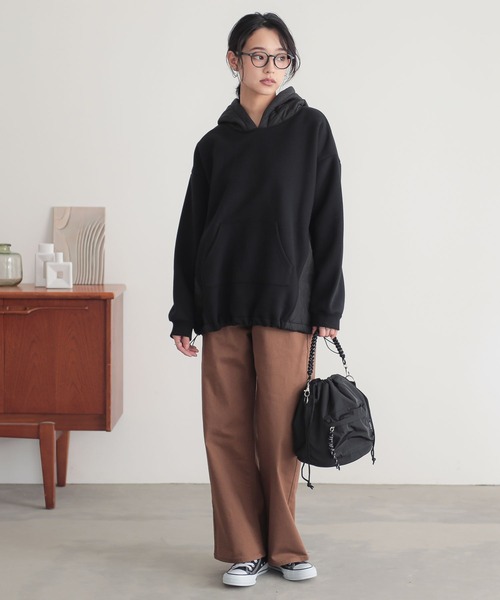 n'OrLABEL（ノアールレーベル）の「『裏起毛キルティング切り替えパーカー』（パーカー・レディース・テラコッタ/ブラック/ブルー/杢グレー・FREE）」の17枚目の写真