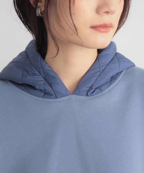 n'OrLABEL（ノアールレーベル）の「『裏起毛キルティング切り替えパーカー』（パーカー・レディース・テラコッタ/ブラック/ブルー/杢グレー・FREE）」の8枚目の写真