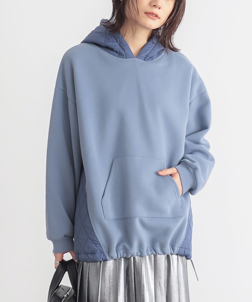 n'OrLABEL（ノアールレーベル）の「『裏起毛キルティング切り替えパーカー』（パーカー・レディース・テラコッタ/ブラック/ブルー/杢グレー・FREE）」の5枚目の写真