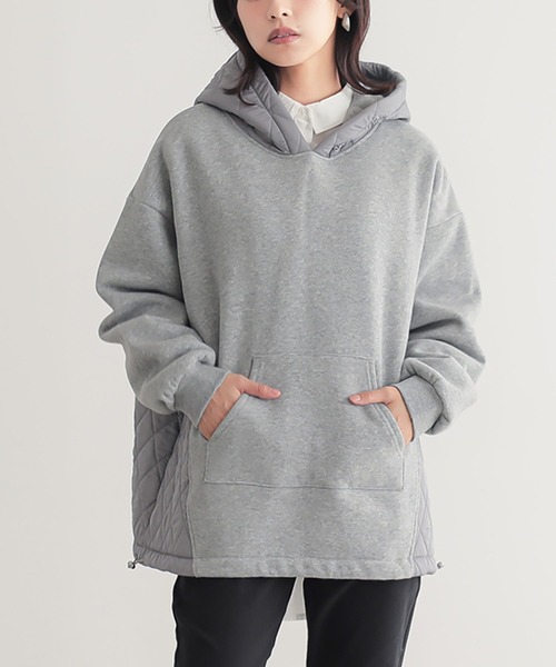 n'OrLABEL（ノアールレーベル）の「『裏起毛キルティング切り替えパーカー』（パーカー・レディース・テラコッタ/ブラック/ブルー/杢グレー・FREE）」の18枚目の写真