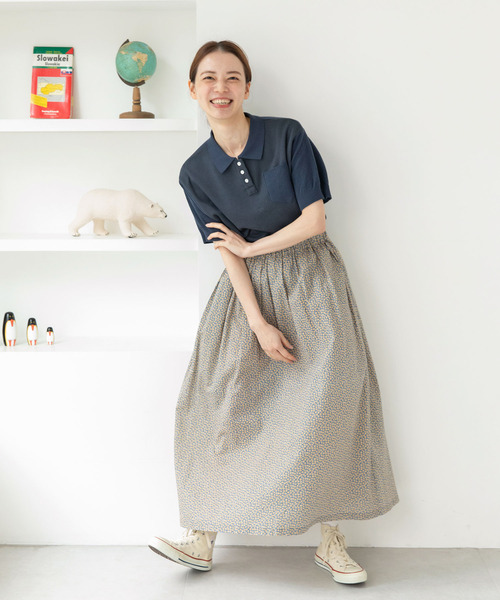 PAR ICI（パーリッシィ）の「かのこ編みニット×スウェットポロシャツ（ポロシャツ・レディース・サックスブルー/アイボリー/ネイビー・FREE）」の18枚目の写真