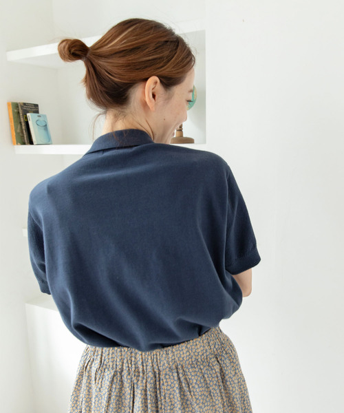 PAR ICI（パーリッシィ）の「かのこ編みニット×スウェットポロシャツ（ポロシャツ・レディース・サックスブルー/アイボリー/ネイビー・FREE）」の17枚目の写真