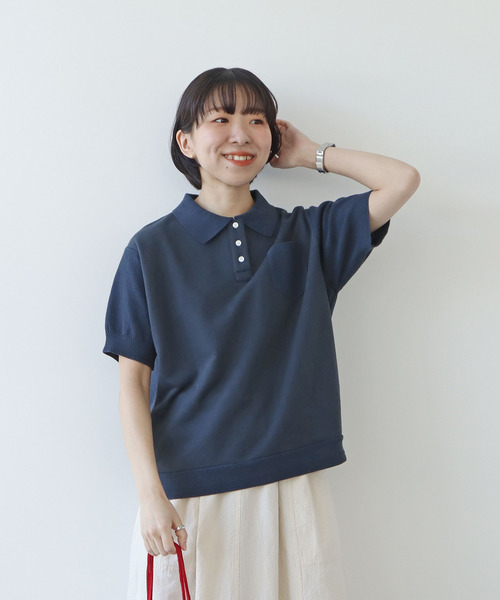 PAR ICI（パーリッシィ）の「かのこ編みニット×スウェットポロシャツ（ポロシャツ・レディース・サックスブルー/アイボリー/ネイビー・FREE）」の22枚目の写真