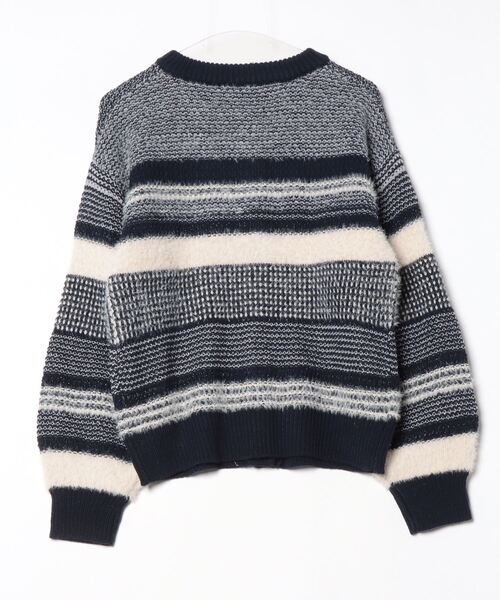 TOKYO SHIRTS（トウキョウシャツ）の「【Pitta Re:)】 異素材ボーダーニットカーディガン  レディース（カーディガン/ボレロ・レディース・ネイビー/モカ・M/L）」の3枚目の写真