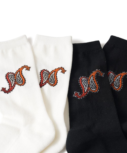 Subciety（サブサエティ）の「Paisley socks（ソックス/靴下・メンズ・ブラック/ホワイト・FREE）」の6枚目の写真