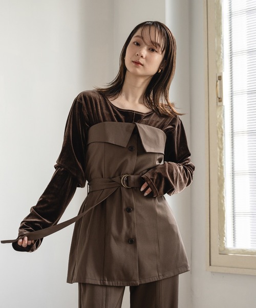 mideal(マイディール)の「velour tops / ベロアトップス(Tシャツ/カットソー・レディース・ピンク/ダークブラウン/ブルー・FREE)」の2枚目の写真