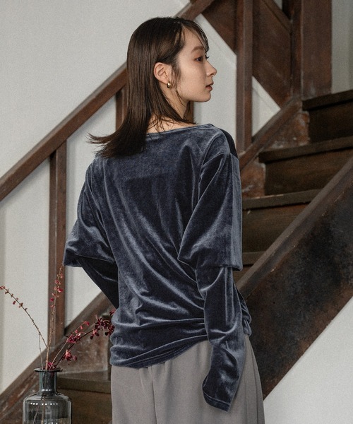 mideal(マイディール)の「velour tops / ベロアトップス(Tシャツ/カットソー・レディース・ピンク/ダークブラウン/ブルー・FREE)」の7枚目の写真