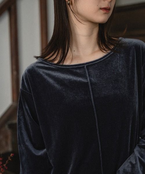 mideal(マイディール)の「velour tops / ベロアトップス(Tシャツ/カットソー・レディース・ピンク/ダークブラウン/ブルー・FREE)」の6枚目の写真