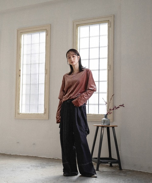 mideal(マイディール)の「velour tops / ベロアトップス(Tシャツ/カットソー・レディース・ピンク/ダークブラウン/ブルー・FREE)」の17枚目の写真
