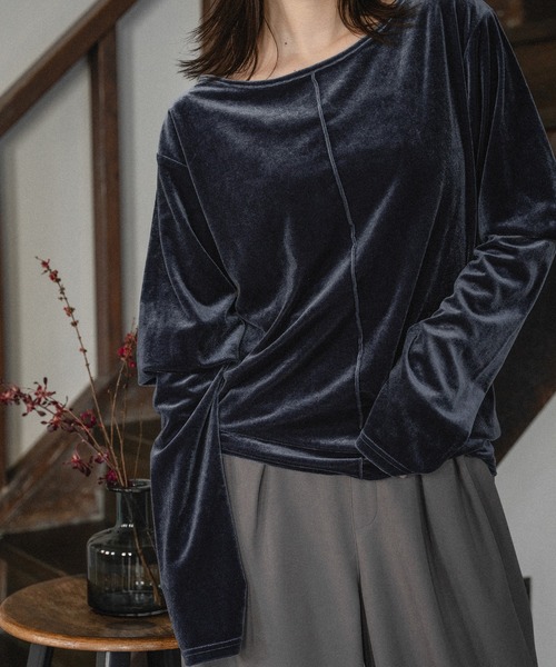 mideal(マイディール)の「velour tops / ベロアトップス(Tシャツ/カットソー・レディース・ピンク/ダークブラウン/ブルー・FREE)」の18枚目の写真