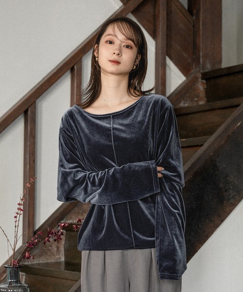 velour tops / ベロアトップス（Tシャツ/カットソー）｜mideal